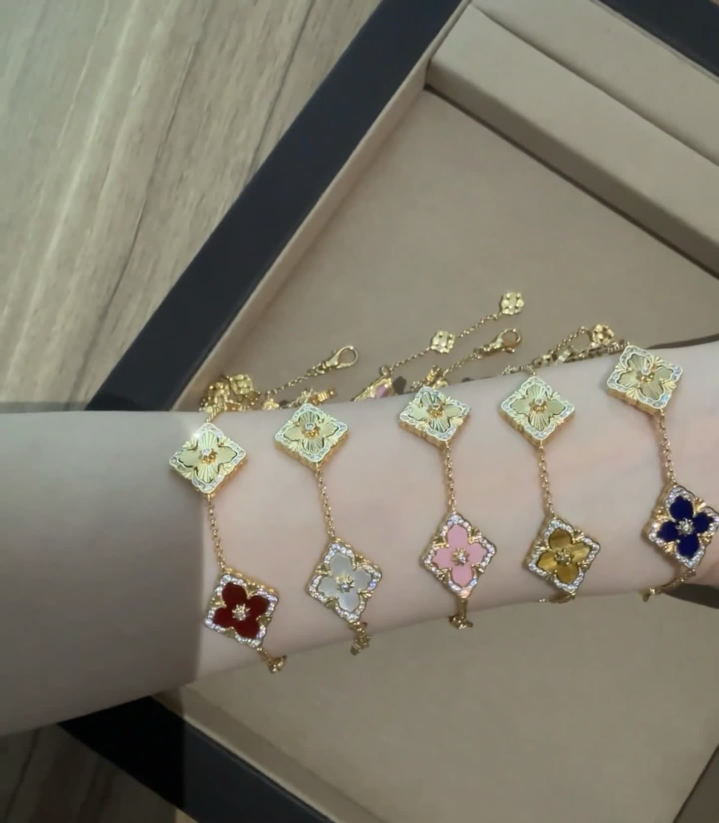 Van Cleef & Arpels Alhambra Pink and Purple Enamel Bracelet
